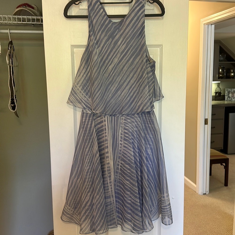 halston heritage flowy blue dress